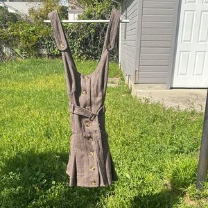 Free People Belong Together Herringbone Pinafore Minidress Tweed